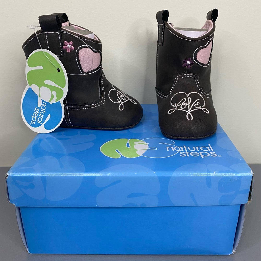 Natural Steps Trimfoot Lil Alexa Baby Size 0 Brown & Pink Baby Boots